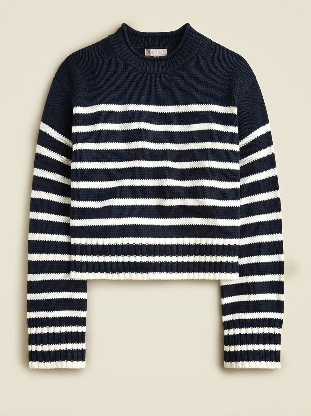 J.Crew Rollneck Sweater Striped Navy and Ivory Size XS